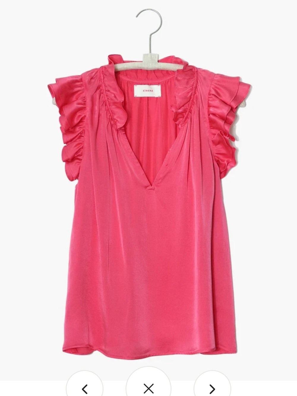 Xirena Leonie Pink Ruby Ruffle 100% Silk Top, Size small